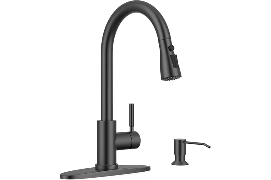 Pull-Down Kitchen Faucet with Built-In Soap Dispenser