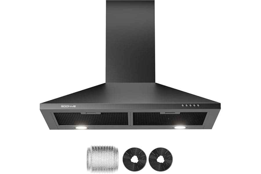 24-Inch Wall Mount Range Hood with LED Lighting