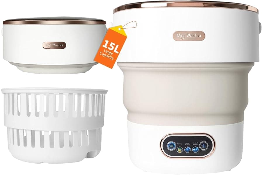 Portable 15L Washing Machine with Spin Basket