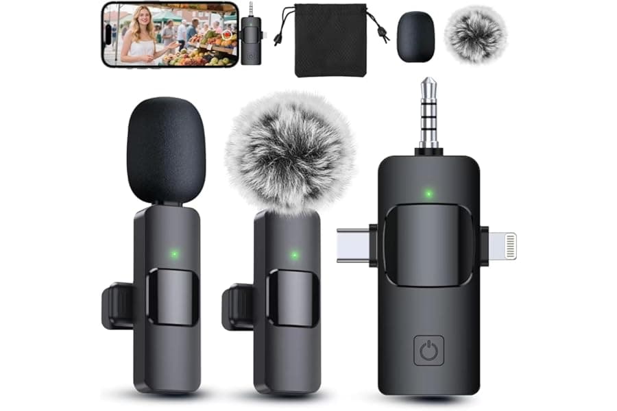 Professional 3-in-1 Wireless Lavalier Microphone