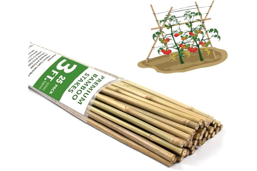 Bamboo Garden Stakes for Plants - 3FT 25 Pack