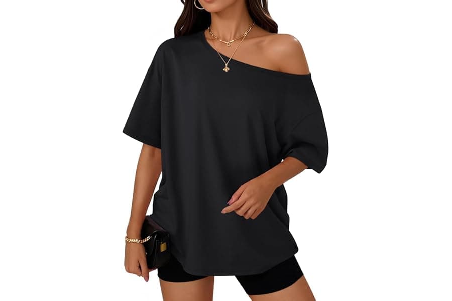 Best Off Shoulder Oversized Casual Tee 2026