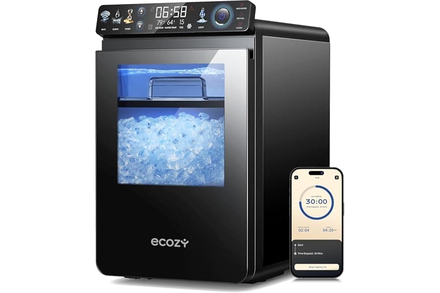 Smart Pebble Ice Maker with App Control, 44 lbs Daily