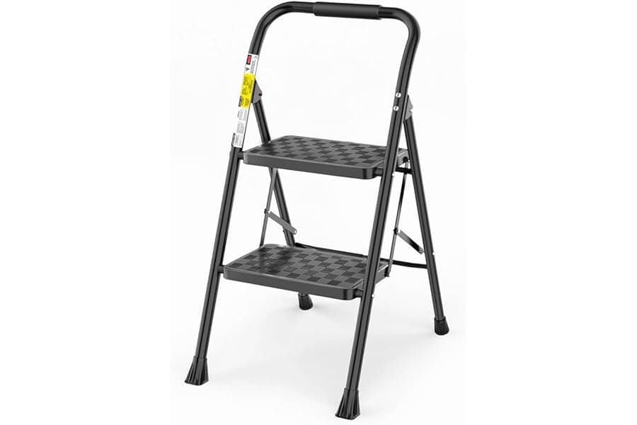 2 Step Folding Ladder with Wide Pedal & Ergonomic Design