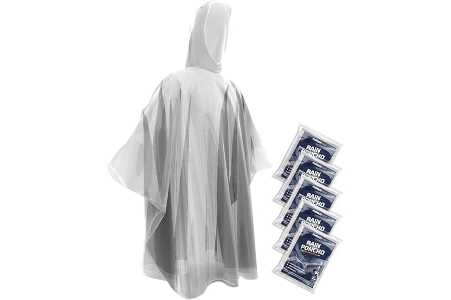 Disposable Rain Ponchos for Adults (5 Pack)
