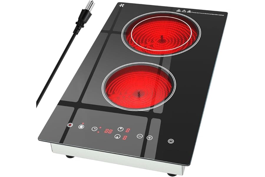 2-Burner Electric Cooktop with Touch Control & Timer