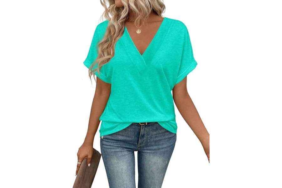 Women's V-Neck Short Sleeve T-Shirts for Summer