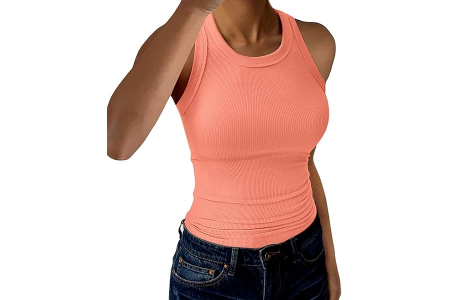 Best Women's High Neck Ribbed Tank Tops Slim Fit 2026