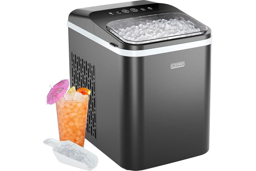 Compact Nugget Ice Maker Makes Chewable Pellet Ice in 8 Minutes