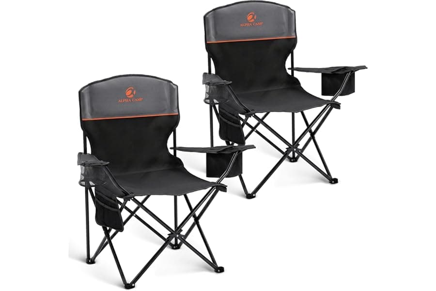 Heavy Duty Camping Chair 350LBS Capacity with Cooler Bag