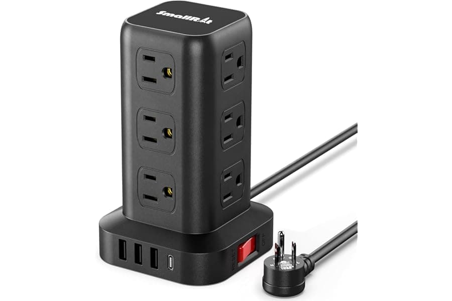 12-Outlet Power Strip Tower with USB Charging