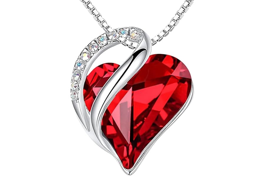 Birthstone Heart Necklace Gift for Mom