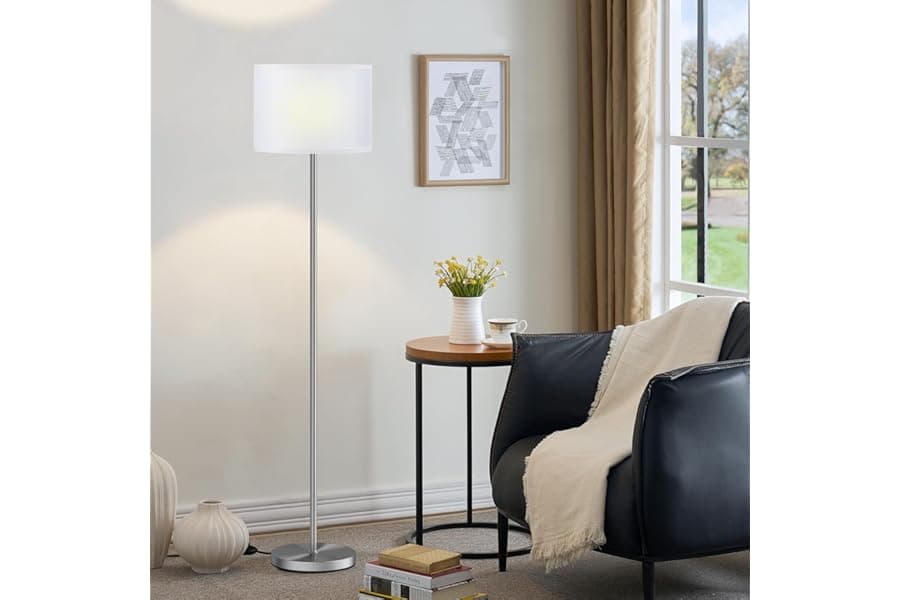 Modern 60" Floor Lamp with White Shade