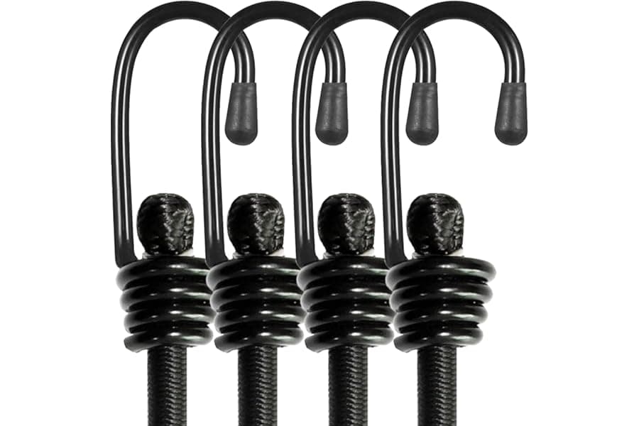 Heavy Duty Bungee Cords with Hooks - 24 Inch Elastic Straps