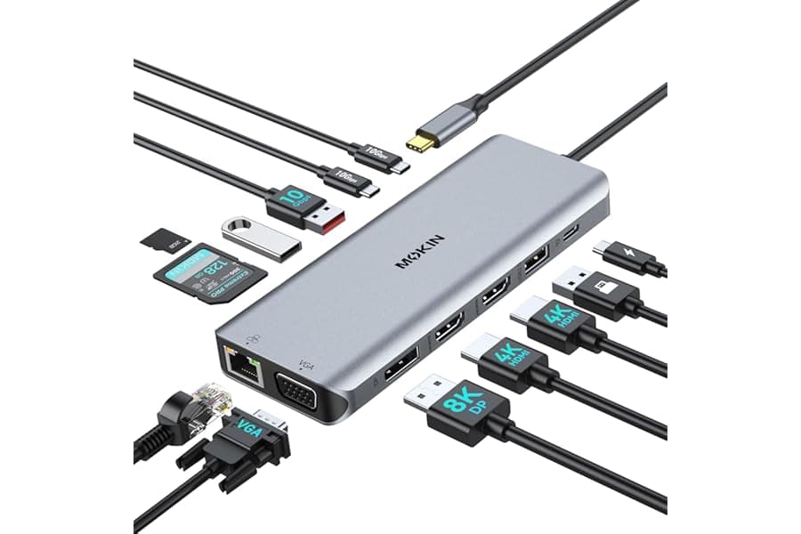 13-in-1 USB-C Docking Station with Dual HDMI & 8K DisplayPort