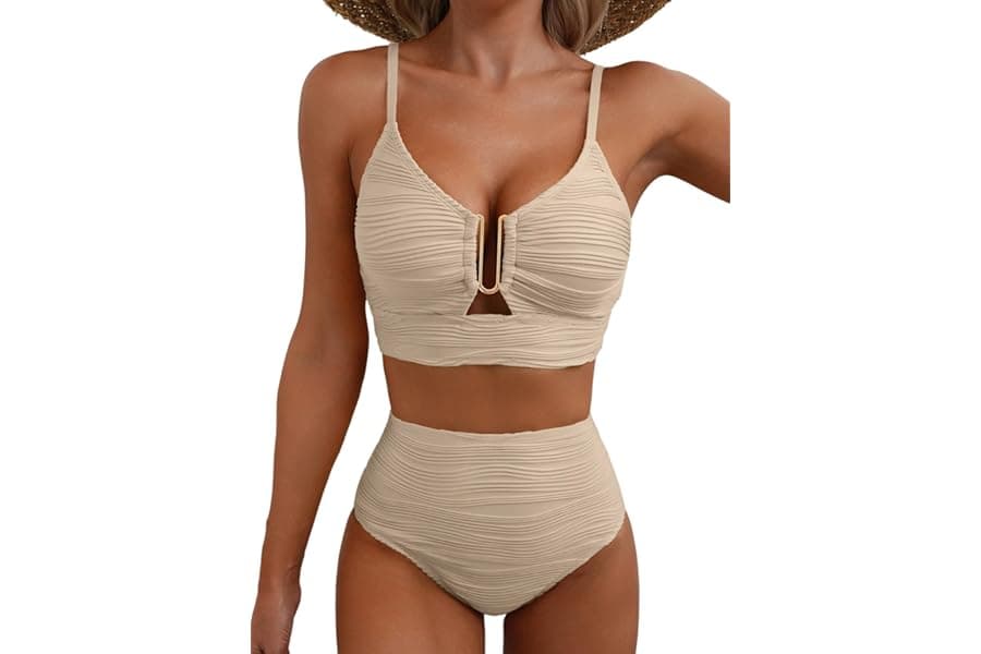 Best High Waisted Textured Bikini Cutout 2026