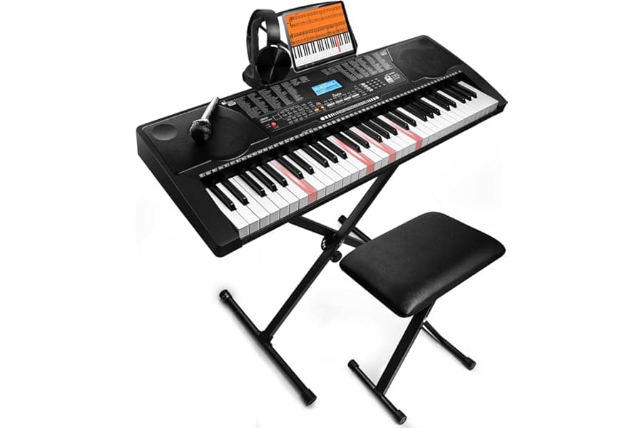 Portable 61-Key Lighted Electronic Keyboard Piano