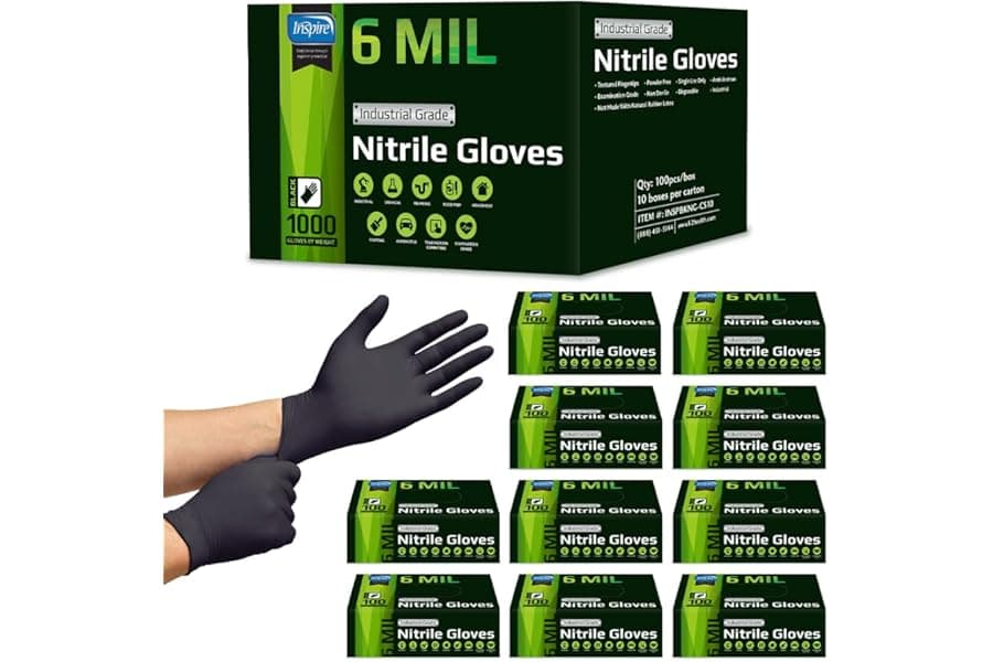 Heavy Duty Nitrile Disposable Gloves - 6mil Black & 8mil Orange