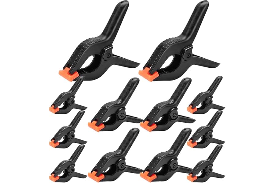 12 Pack Heavy Duty Plastic Spring Clamps, Multiple Sizes