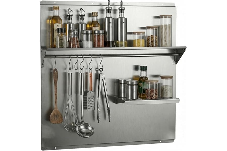 Stainless Steel Stove Backsplash with Shelf