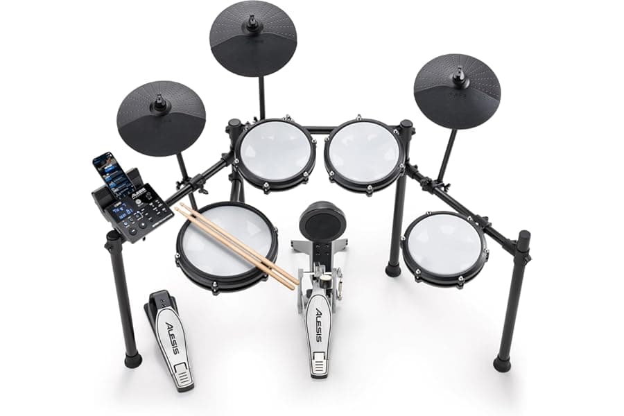Compact Electric Drum Kit with Mesh Pads and Bluetooth