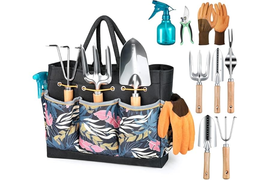 9-Piece Rust-Proof Garden Tool Set with Organizer