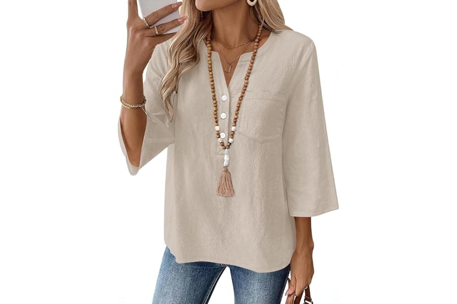 Best 3/4 Sleeve Button-Down Shirts for Women