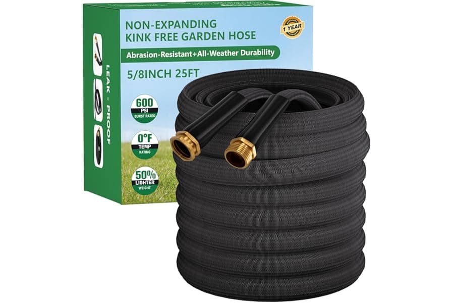 25FT Non-Expanding Water Hose - Kink-Free & Burst-Resistant