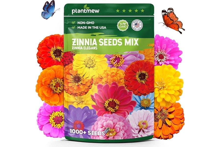 1000+ Zinnia Seeds: 5 Varieties, Open Pollinated