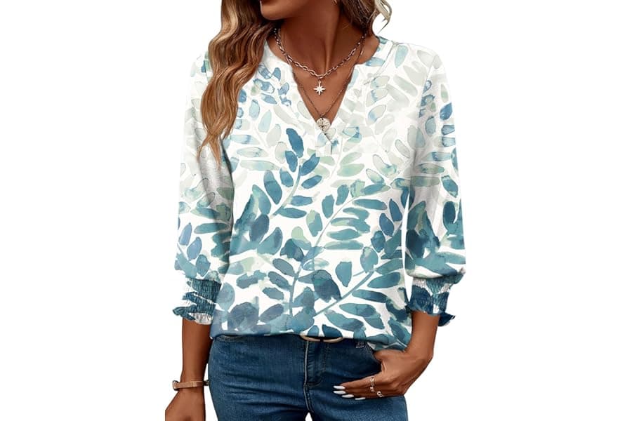 Women's 3/4 Sleeve Business Casual Blouses Summer Tops