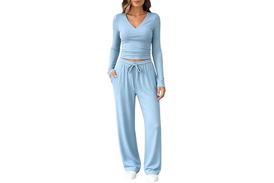 Boho Lounge Set with Wide Leg Palazzo Pants