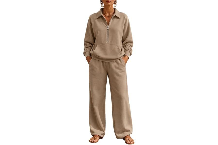 Womens Half Zip 2 Piece Outfits for Active Wear