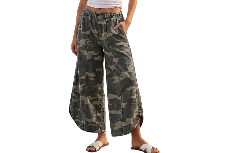 Y2K Wide Leg Jeans with Elastic Waist and Tulip Hem