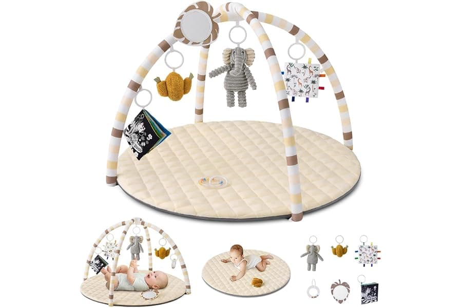 Baby Tummy Time Play Mat with Detachable Activity Toys