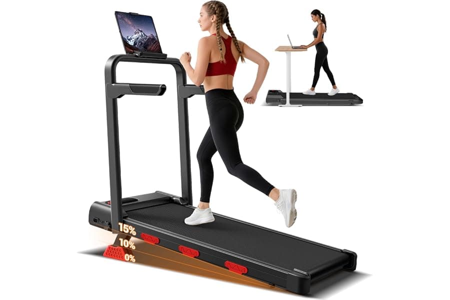 Foldable Incline Treadmill with Handles for Home