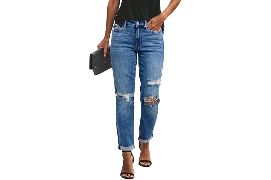 Best Distressed Boyfriend Jeans for Women: Stretchy & Stylish
