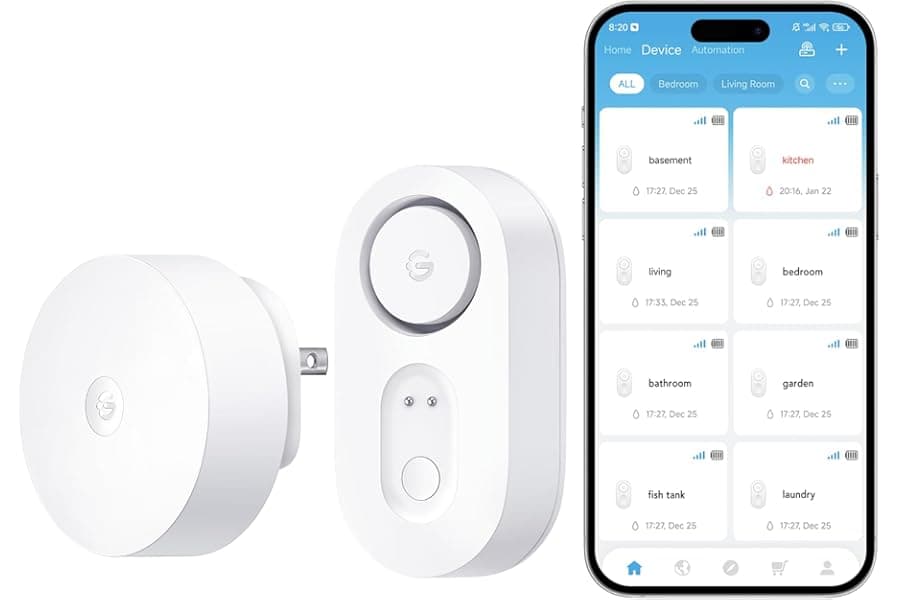 Smart Water Leak Detector WiFi Sensor with 1804ft Range