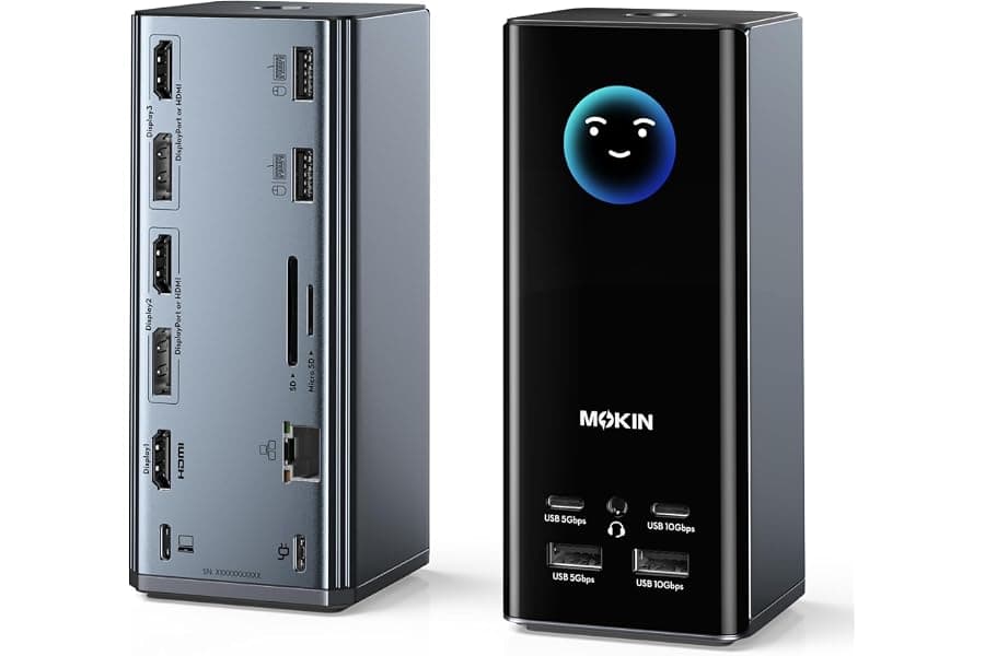 Triple Monitor USB-C Docking Station with Weather Display