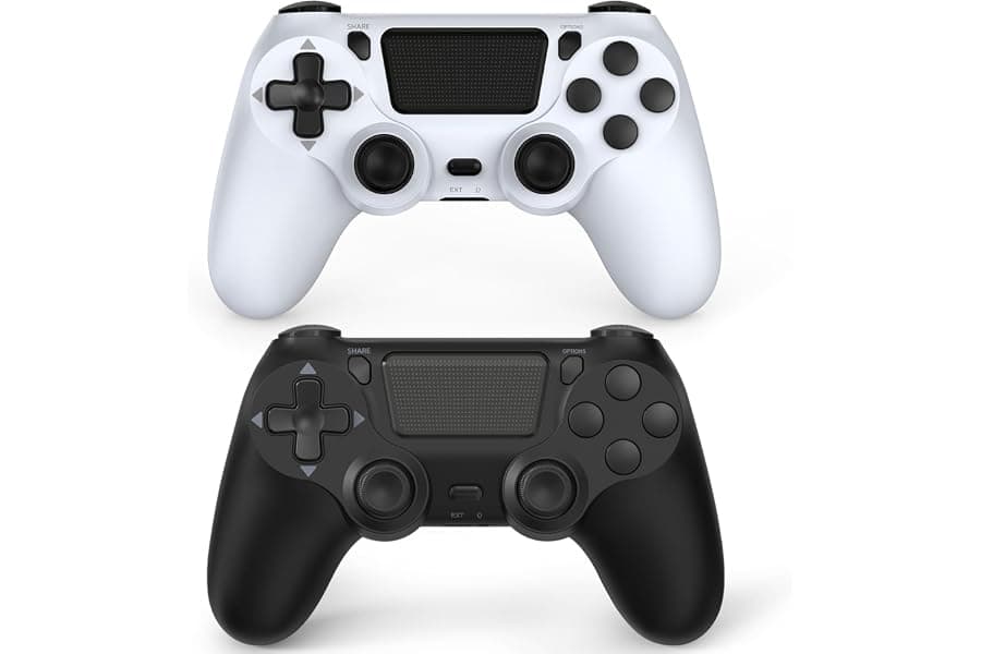 PS4 Wireless Controller Pair: Dual Black & White Gaming