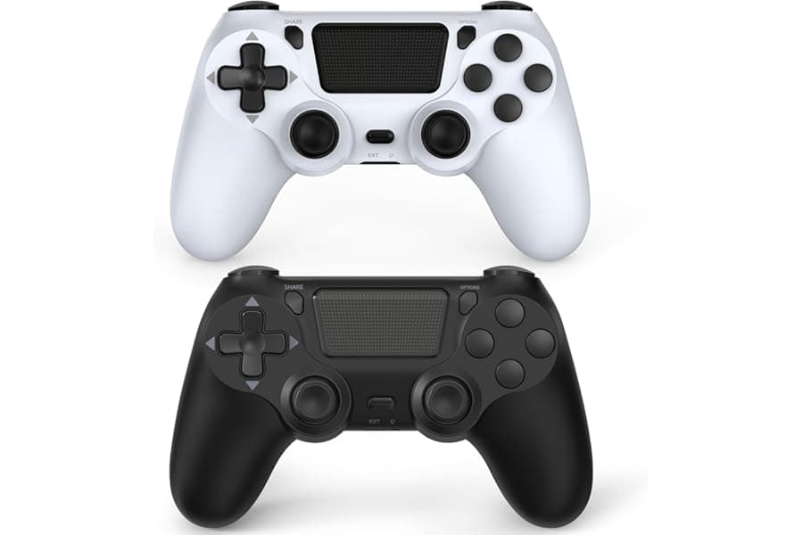 PS4 Wireless Controller Pair: Dual Black & White Gaming