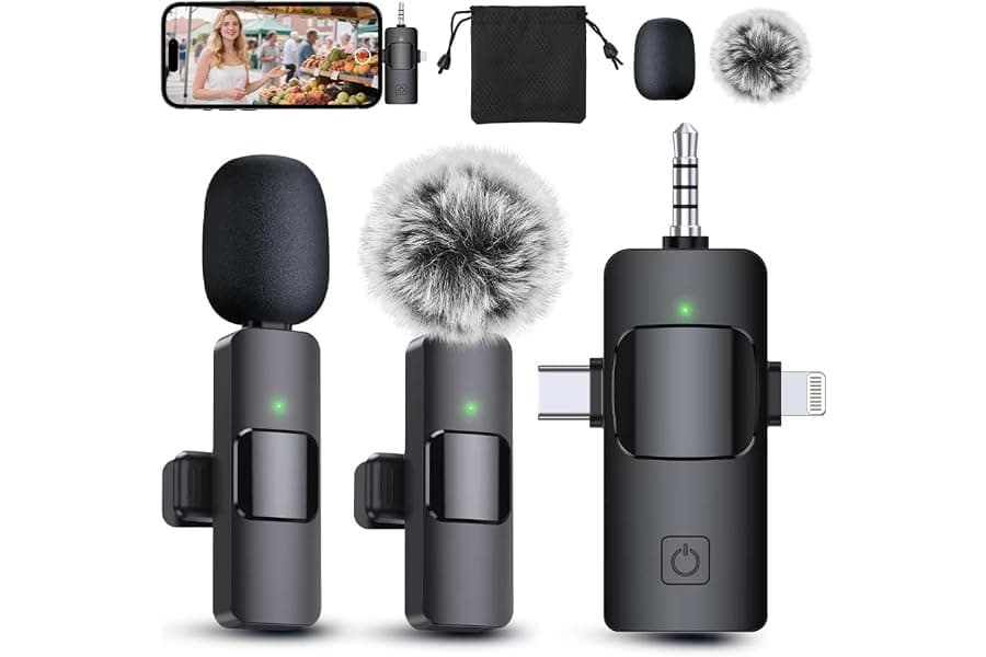 Professional 3-in-1 Wireless Lavalier Microphone