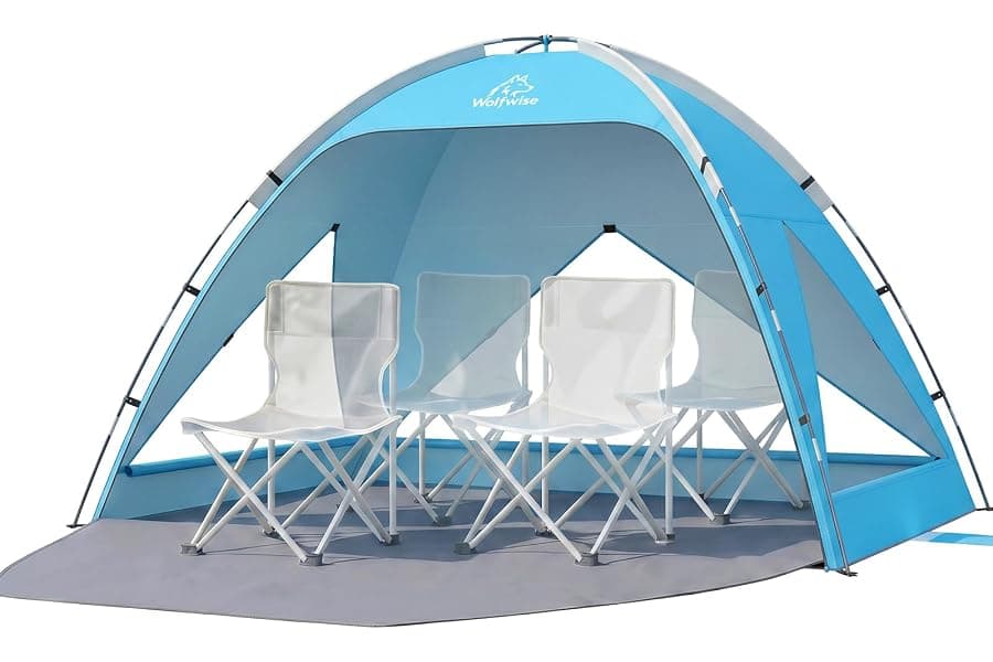 Portable Beach Tent: UPF 50+ Sun Shelter for 3-4 People