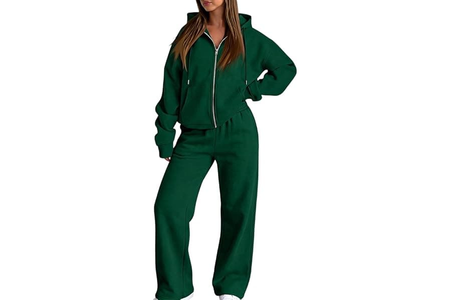 Best Cropped Zip Hoodie Wide Leg Tracksuit Sets for Fall
