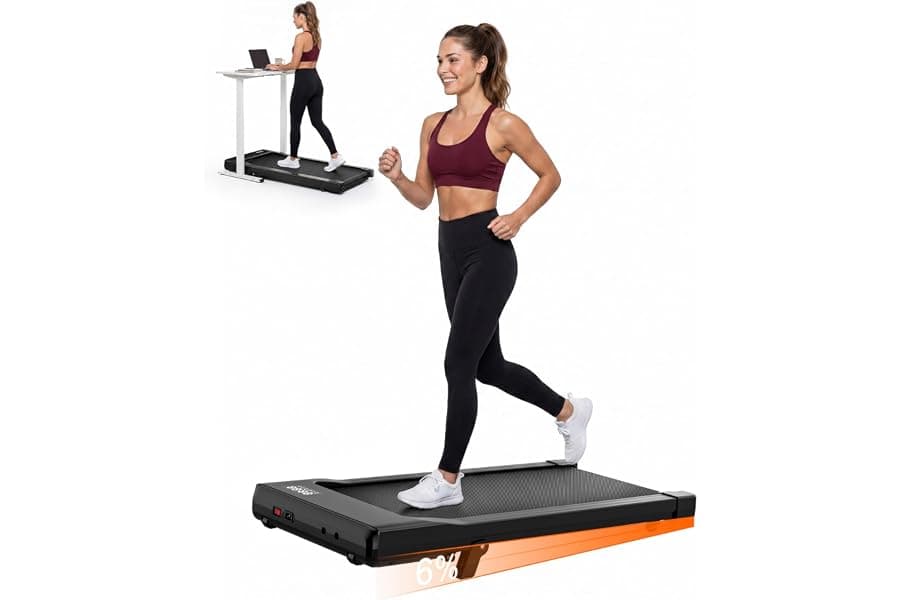 Quiet Under-Desk Walking Treadmill with 6% Incline