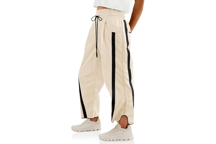 Baggy Wide Leg Y2K Track Pants with Drawstring
