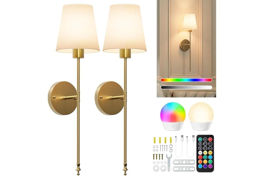 Battery-Operated Wall Sconces with Remote Control Lighting