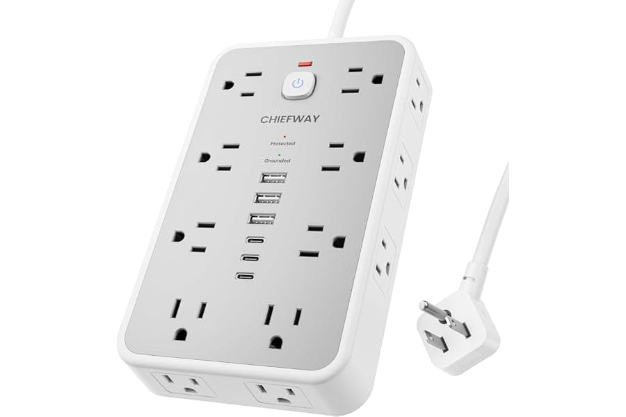 Surge Protector with 16 Outlets and USB Charging