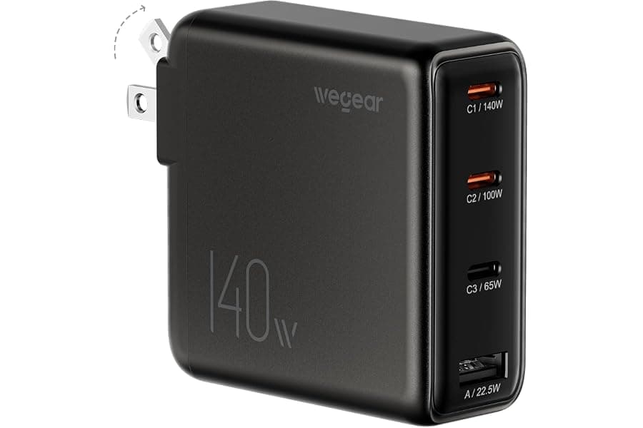 Fast 140W USB-C Laptop Charger with Multi-Port Design