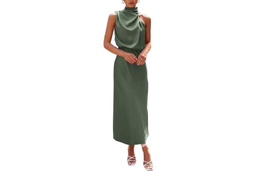 Elegant Summer Satin Sleeveless Cocktail Maxi Dress
