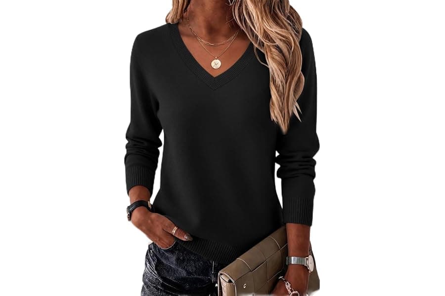 Lightweight Long Sleeve V-Neck Sweaters for Work & Casual